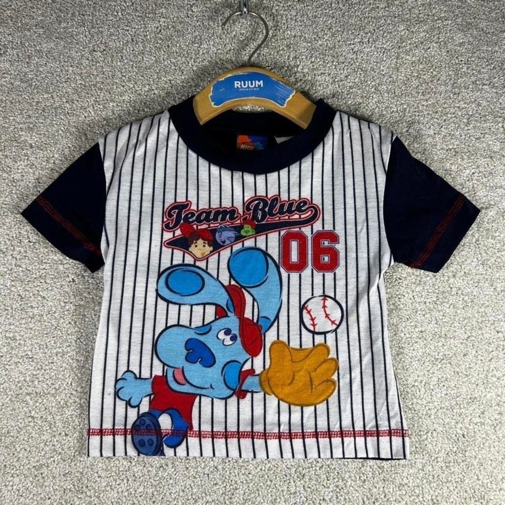 Vintage Blue's clues toddler 3t team blue baseball Nick jr tee shirt tshirt